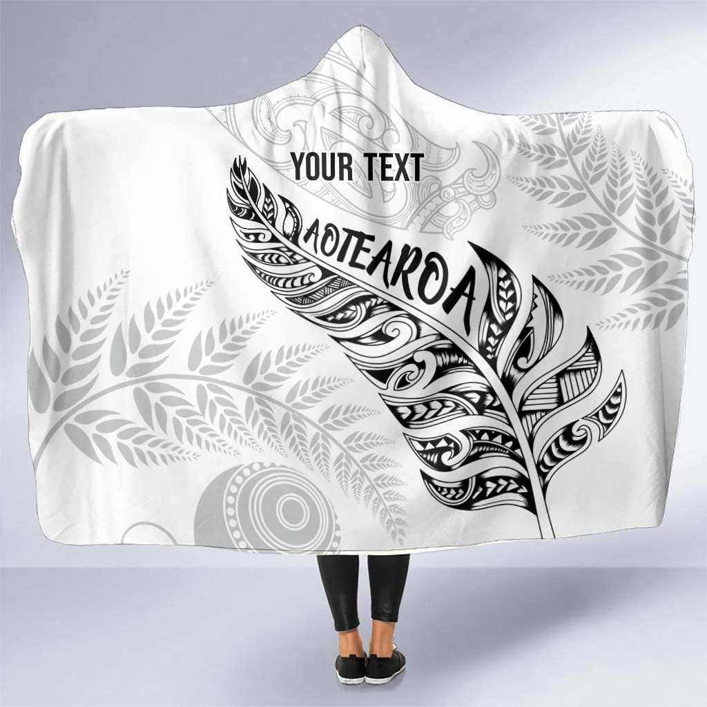Aotearoa Personalized Lawn Bowls Maori Hooded Blanket New Zealand White Tribal Silver Fern LT7 One Size White - Polynesian Pride