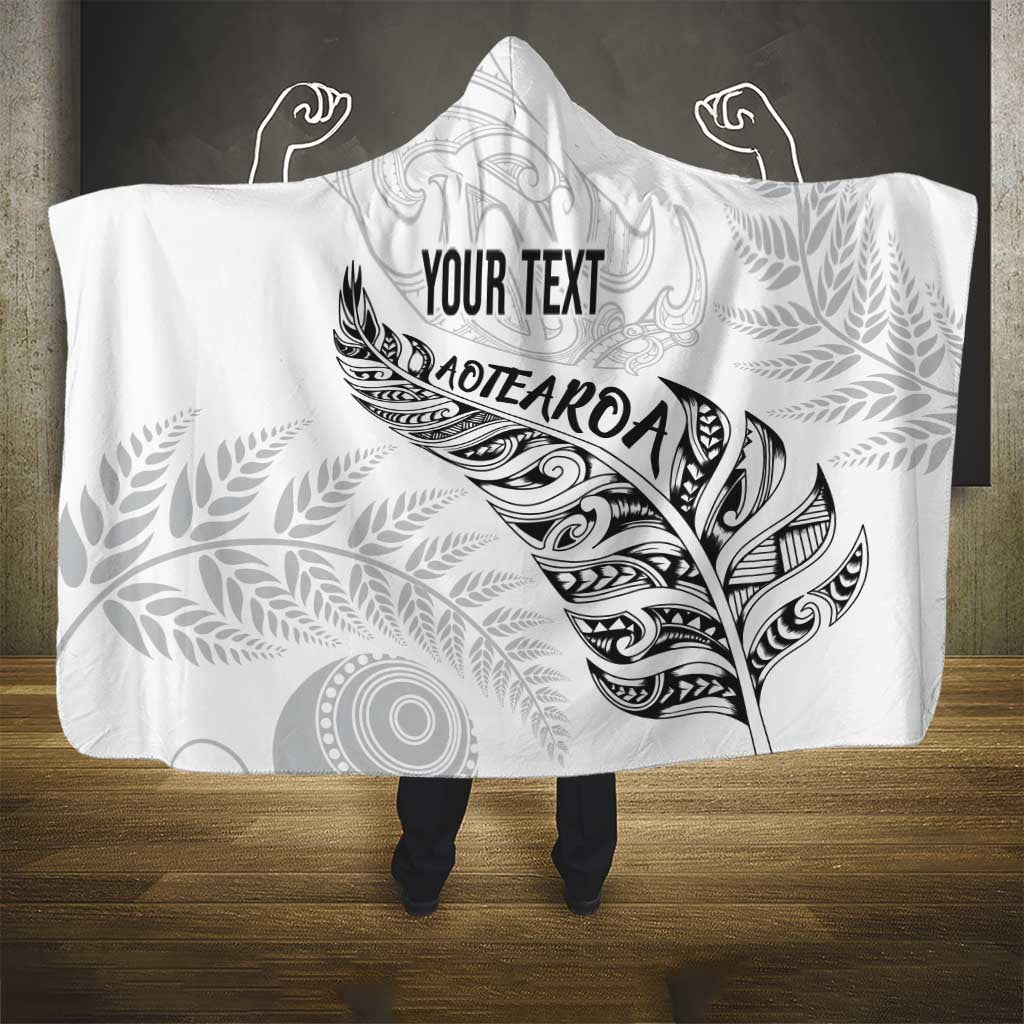 Aotearoa Personalized Lawn Bowls Maori Hooded Blanket New Zealand White Tribal Silver Fern LT7 - Polynesian Pride