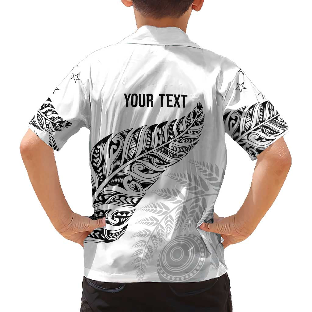 Aotearoa Personalized Lawn Bowls Maori Kid Hawaiian Shirt New Zealand White Tribal Silver Fern LT7 - Polynesian Pride