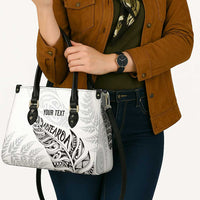 Aotearoa Personalized Lawn Bowls Maori Leather Bag New Zealand White Tribal Silver Fern - Polynesian Pride