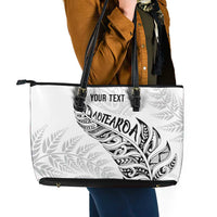 Aotearoa Personalized Lawn Bowls Maori Leather Tote Bag New Zealand White Tribal Silver Fern LT7 - Polynesian Pride