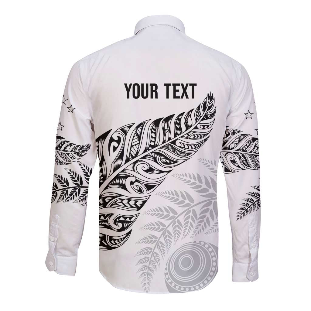 Aotearoa Personalized Lawn Bowls Maori Long Sleeve Button Shirt New Zealand White Tribal Silver Fern LT7 - Polynesian Pride