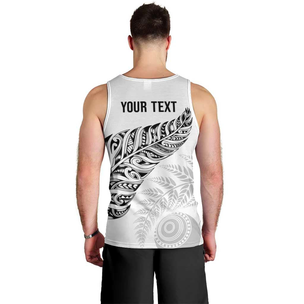 Aotearoa Personalized Lawn Bowls Maori Men Tank Top New Zealand White Tribal Silver Fern LT7 - Polynesian Pride
