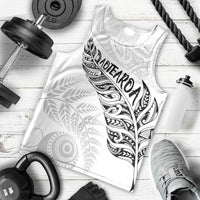 Aotearoa Personalized Lawn Bowls Maori Men Tank Top New Zealand White Tribal Silver Fern LT7 - Polynesian Pride