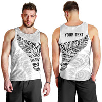 Aotearoa Personalized Lawn Bowls Maori Men Tank Top New Zealand White Tribal Silver Fern LT7 - Polynesian Pride