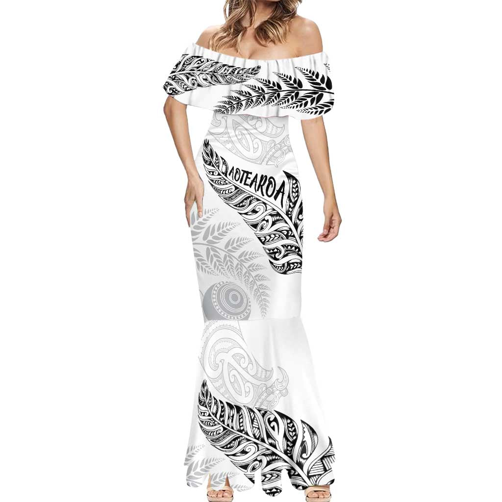 Aotearoa Personalized Lawn Bowls Maori Mermaid Dress New Zealand White Tribal Silver Fern LT7 - Polynesian Pride