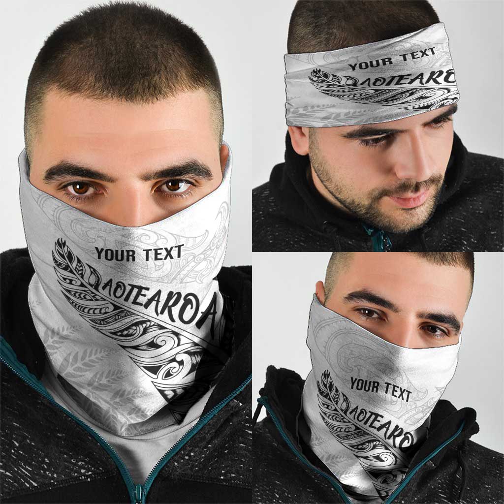 Aotearoa Personalized Lawn Bowls Maori Neck Gaiter New Zealand White Tribal Silver Fern LT7 - Polynesian Pride