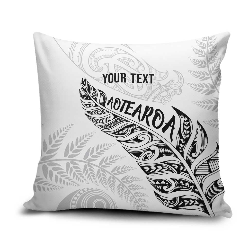 Aotearoa Personalized Lawn Bowls Maori Pillow Cover New Zealand White Tribal Silver Fern LT7 White - Polynesian Pride