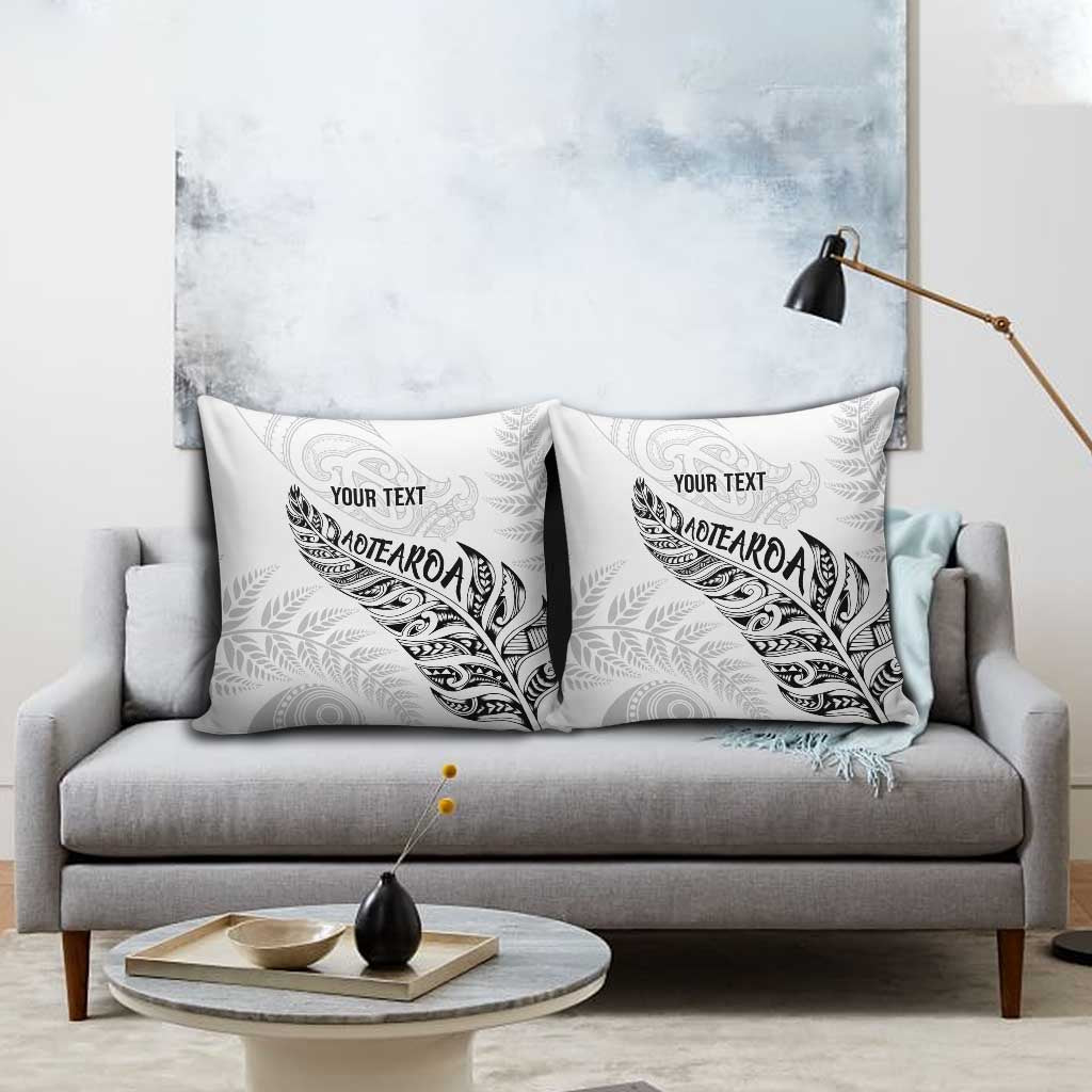 Aotearoa Personalized Lawn Bowls Maori Pillow Cover New Zealand White Tribal Silver Fern LT7 - Polynesian Pride