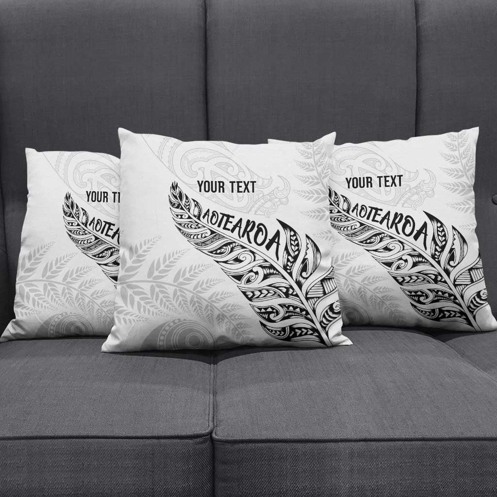 Aotearoa Personalized Lawn Bowls Maori Pillow Cover New Zealand White Tribal Silver Fern LT7 - Polynesian Pride