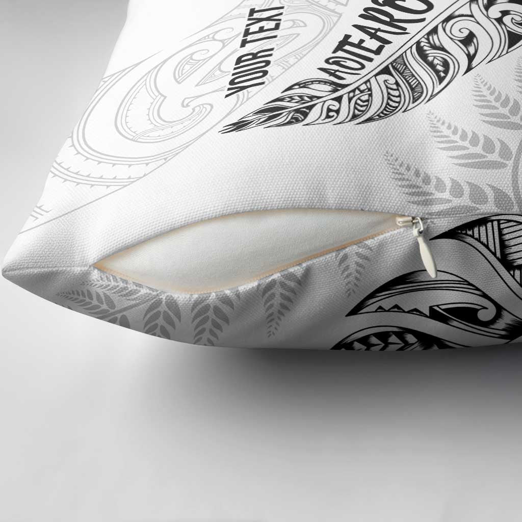Aotearoa Personalized Lawn Bowls Maori Pillow Cover New Zealand White Tribal Silver Fern LT7 - Polynesian Pride