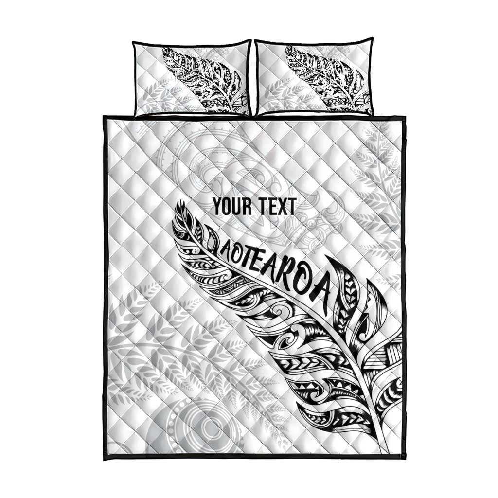 Aotearoa Personalized Lawn Bowls Maori Quilt Bed Set New Zealand White Tribal Silver Fern LT7 - Polynesian Pride