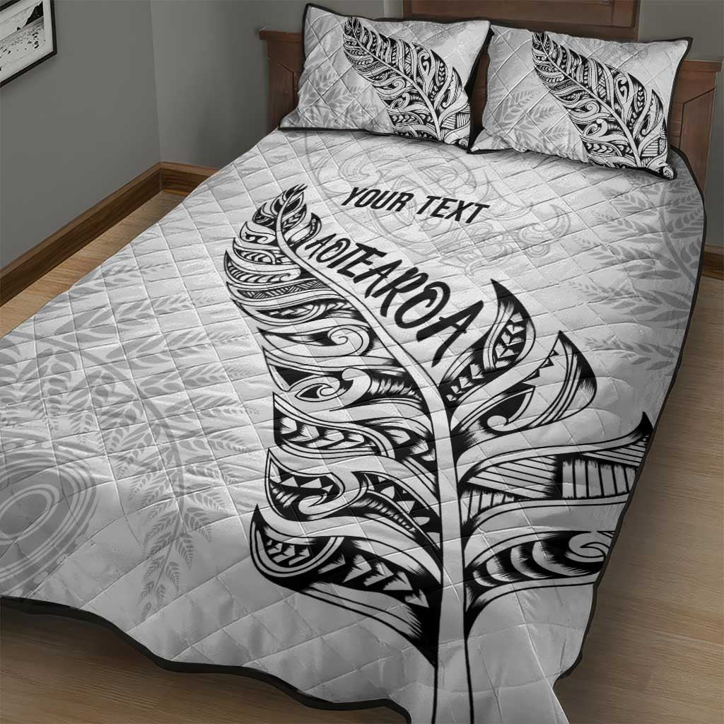 Aotearoa Personalized Lawn Bowls Maori Quilt Bed Set New Zealand White Tribal Silver Fern LT7 - Polynesian Pride
