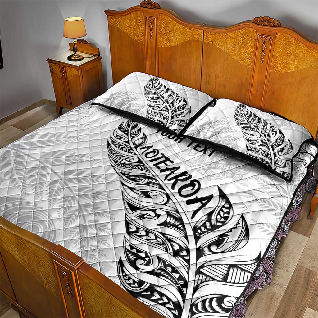 Aotearoa Personalized Lawn Bowls Maori Quilt Bed Set New Zealand White Tribal Silver Fern LT7 - Polynesian Pride