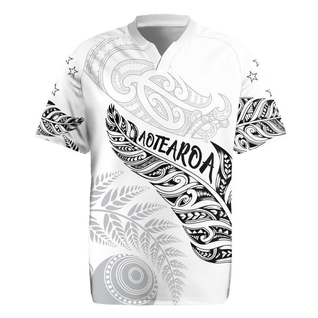 Aotearoa Personalized Lawn Bowls Maori Rugby Jersey New Zealand White Tribal Silver Fern LT7 White - Polynesian Pride