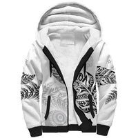 Aotearoa Personalized Lawn Bowls Maori Sherpa Hoodie New Zealand White Tribal Silver Fern LT7 Unisex White - Polynesian Pride