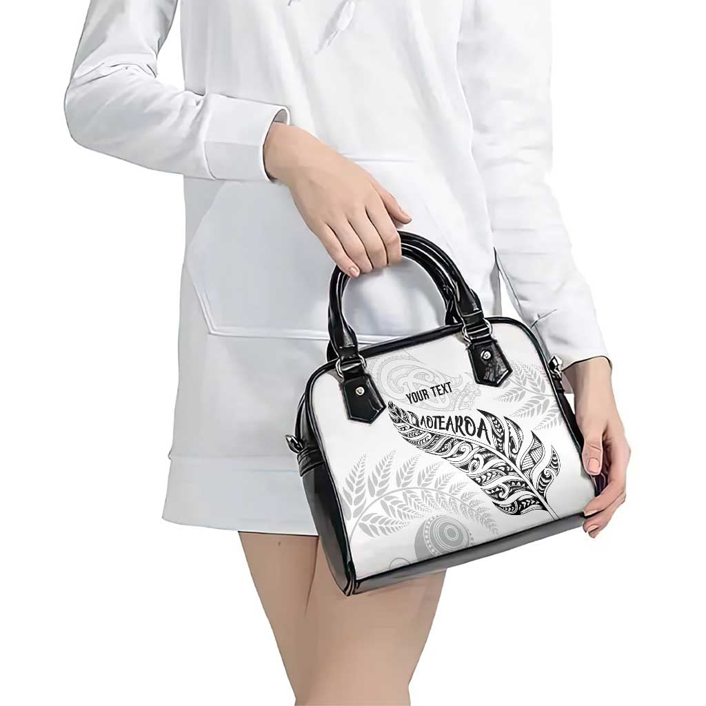 Aotearoa Personalized Lawn Bowls Maori Shoulder Handbag New Zealand White Tribal Silver Fern - Polynesian Pride