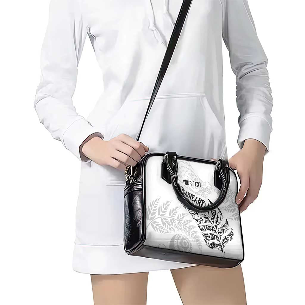 Aotearoa Personalized Lawn Bowls Maori Shoulder Handbag New Zealand White Tribal Silver Fern - Polynesian Pride