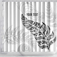 Aotearoa Personalized Lawn Bowls Maori Shower Curtain New Zealand White Tribal Silver Fern LT7 - Polynesian Pride