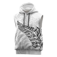 Aotearoa Personalized Lawn Bowls Maori Sleeveless Hoodie New Zealand White Tribal Silver Fern LT7 White - Polynesian Pride