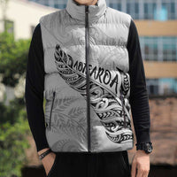Aotearoa Personalized Lawn Bowls Maori Sleeveless Puffer Jacket New Zealand White Tribal Silver Fern LT7 - Polynesian Pride