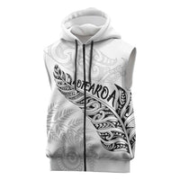 Aotearoa Personalized Lawn Bowls Maori Sleeveless Zip Hoodie New Zealand White Tribal Silver Fern LT7 White - Polynesian Pride