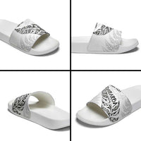 Aotearoa Personalized Lawn Bowls Maori Slide Sandals New Zealand White Tribal Silver Fern LT7 - Polynesian Pride