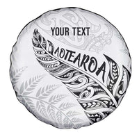 Aotearoa Personalized Lawn Bowls Maori Spare Tire Cover New Zealand White Tribal Silver Fern LT7 - Polynesian Pride