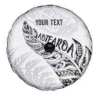 Aotearoa Personalized Lawn Bowls Maori Spare Tire Cover New Zealand White Tribal Silver Fern LT7 - Polynesian Pride