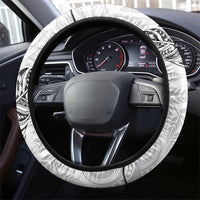 Aotearoa Lawn Bowls Maori Steering Wheel Cover New Zealand White Tribal Silver Fern LT7 - Polynesian Pride