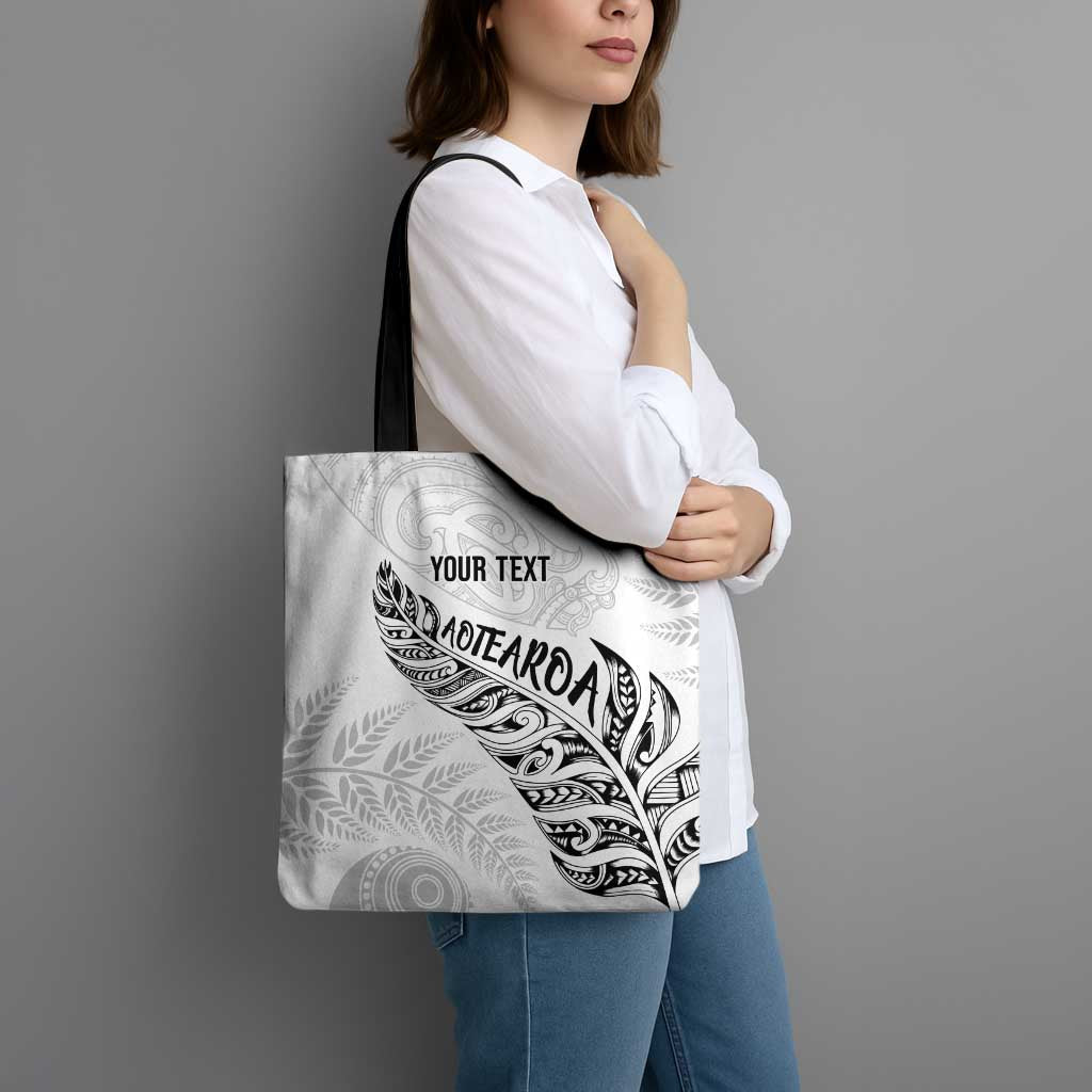 Aotearoa Personalized Lawn Bowls Maori Tote Bag New Zealand White Tribal Silver Fern LT7 - Polynesian Pride