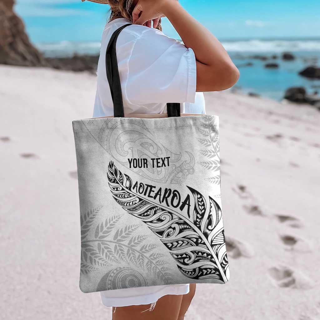 Aotearoa Personalized Lawn Bowls Maori Tote Bag New Zealand White Tribal Silver Fern LT7 - Polynesian Pride