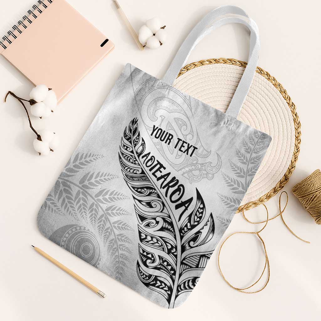 Aotearoa Personalized Lawn Bowls Maori Tote Bag New Zealand White Tribal Silver Fern LT7 White Strap One Size White - Polynesian Pride