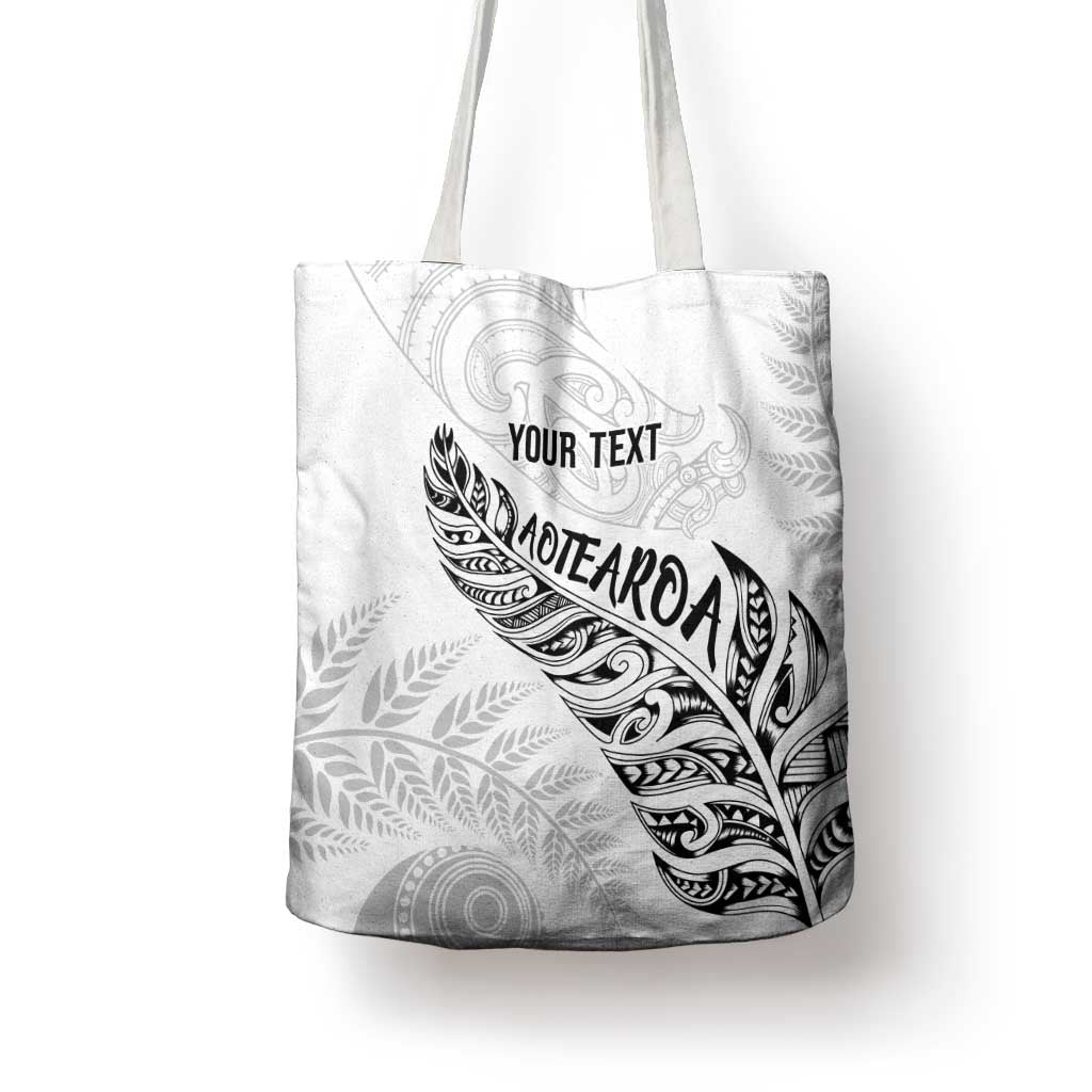 Aotearoa Personalized Lawn Bowls Maori Tote Bag New Zealand White Tribal Silver Fern LT7 - Polynesian Pride