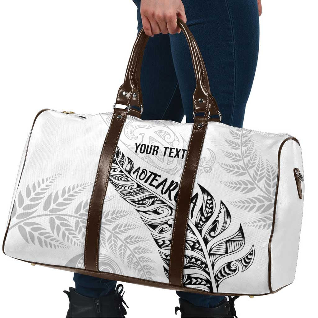 Aotearoa Personalized Lawn Bowls Maori Travel Bag New Zealand White Tribal Silver Fern LT7 - Polynesian Pride