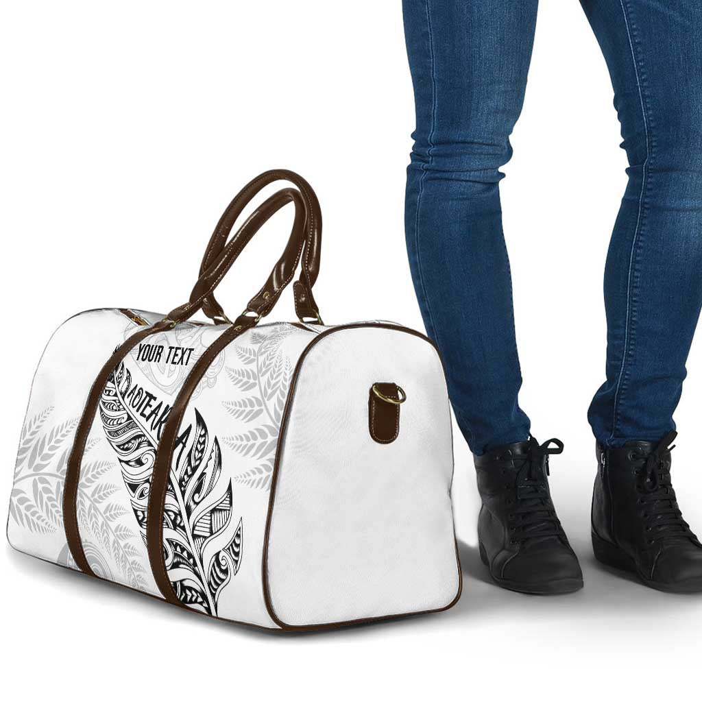 Aotearoa Personalized Lawn Bowls Maori Travel Bag New Zealand White Tribal Silver Fern LT7 - Polynesian Pride