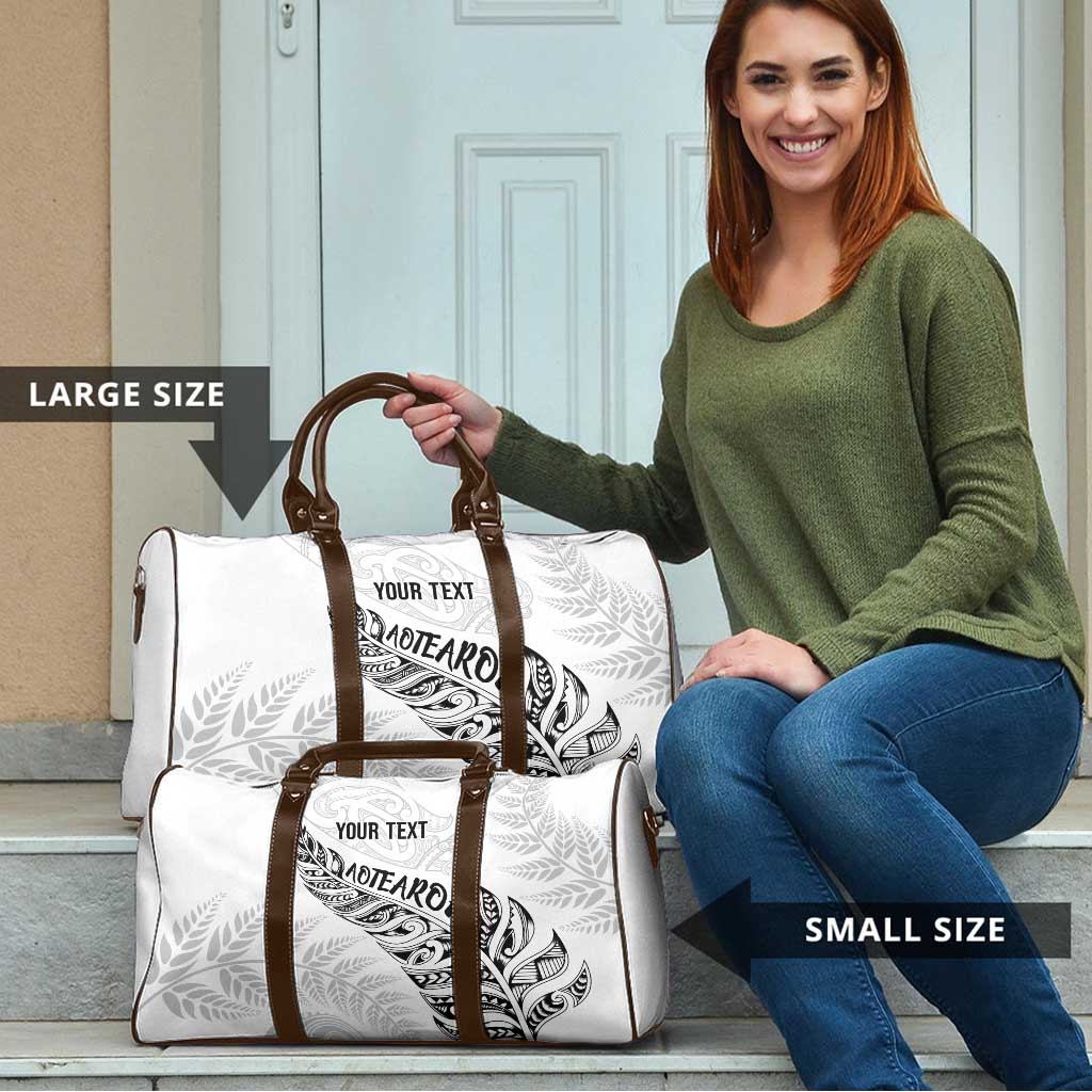 Aotearoa Personalized Lawn Bowls Maori Travel Bag New Zealand White Tribal Silver Fern LT7 - Polynesian Pride