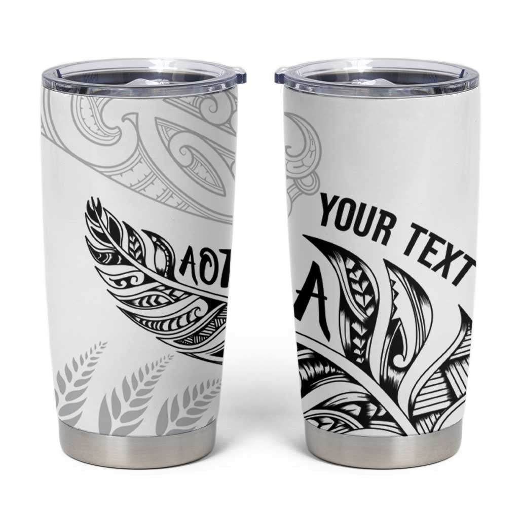 Aotearoa Personalized Lawn Bowls Maori Tumbler Cup New Zealand White Tribal Silver Fern LT7 White - Polynesian Pride