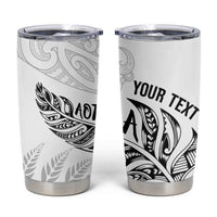 Aotearoa Personalized Lawn Bowls Maori Tumbler Cup New Zealand White Tribal Silver Fern LT7 White - Polynesian Pride