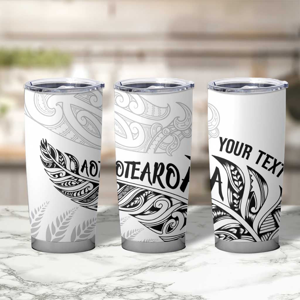 Aotearoa Personalized Lawn Bowls Maori Tumbler Cup New Zealand White Tribal Silver Fern LT7 - Polynesian Pride