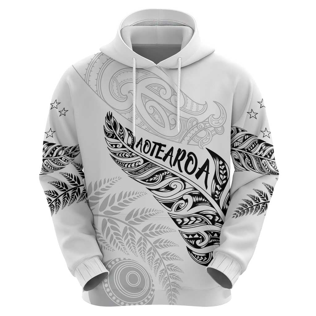 Aotearoa Personalized Lawn Bowls Maori Zip Hoodie New Zealand White Tribal Silver Fern LT7 - Polynesian Pride