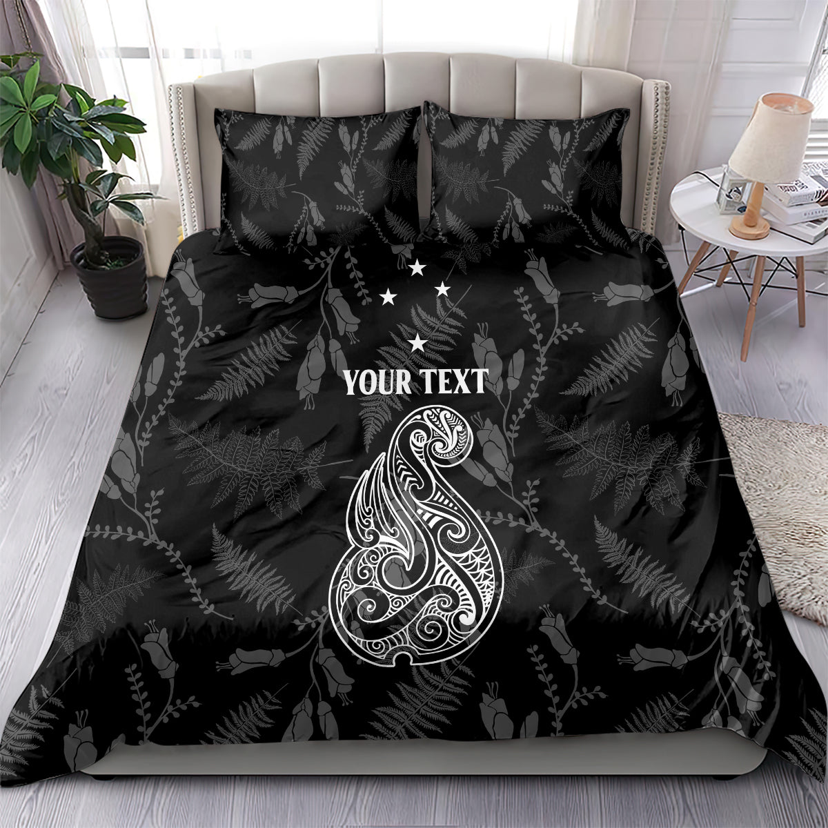 Personalised Maori Waitangi Bedding Set New Zealand Silver Fern Mix Kowhai Flowers LT7 - Polynesian Pride