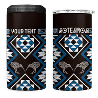 Personalised Taniko Motifs Aotearoa 4 in 1 Can Cooler Tumbler Waitangi Kowhaiwhai Kiwi - Blue LT7 One Size: 16 oz Blue - Polynesian Pride