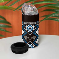Personalised Taniko Motifs Aotearoa 4 in 1 Can Cooler Tumbler Waitangi Kowhaiwhai Kiwi - Blue LT7 - Polynesian Pride