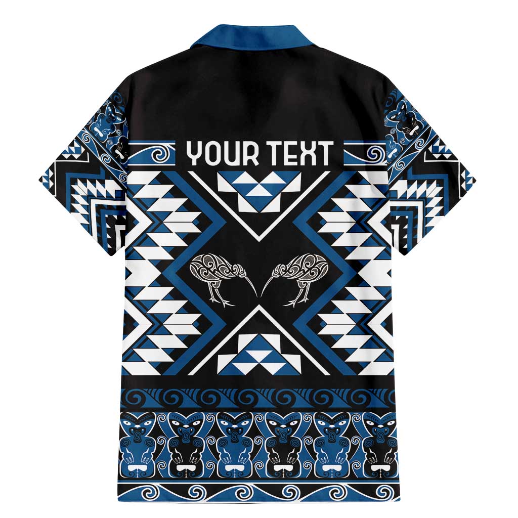 Personalised Taniko Motifs Aotearoa Family Matching Mermaid Dress and Hawaiian Shirt Waitangi Kowhaiwhai Kiwi - Blue LT7 - Polynesian Pride