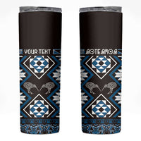 Personalised Taniko Motifs Aotearoa Skinny Tumbler Waitangi Kowhaiwhai Kiwi - Blue LT7 Blue - Polynesian Pride