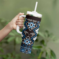 Personalised Taniko Motifs Aotearoa Tumbler With Handle Waitangi Kowhaiwhai Kiwi - Blue
