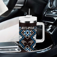 Personalised Taniko Motifs Aotearoa Tumbler With Handle Waitangi Kowhaiwhai Kiwi - Blue