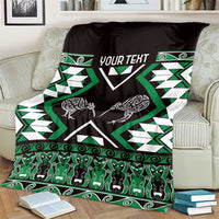 Personalised Taniko Motifs Aotearoa Blanket Waitangi Kowhaiwhai Kiwi - Green