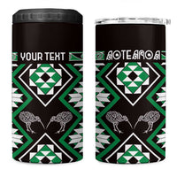 Personalised Taniko Motifs Aotearoa 4 in 1 Can Cooler Tumbler Waitangi Kowhaiwhai Kiwi - Green LT7 One Size: 16 oz Green - Polynesian Pride